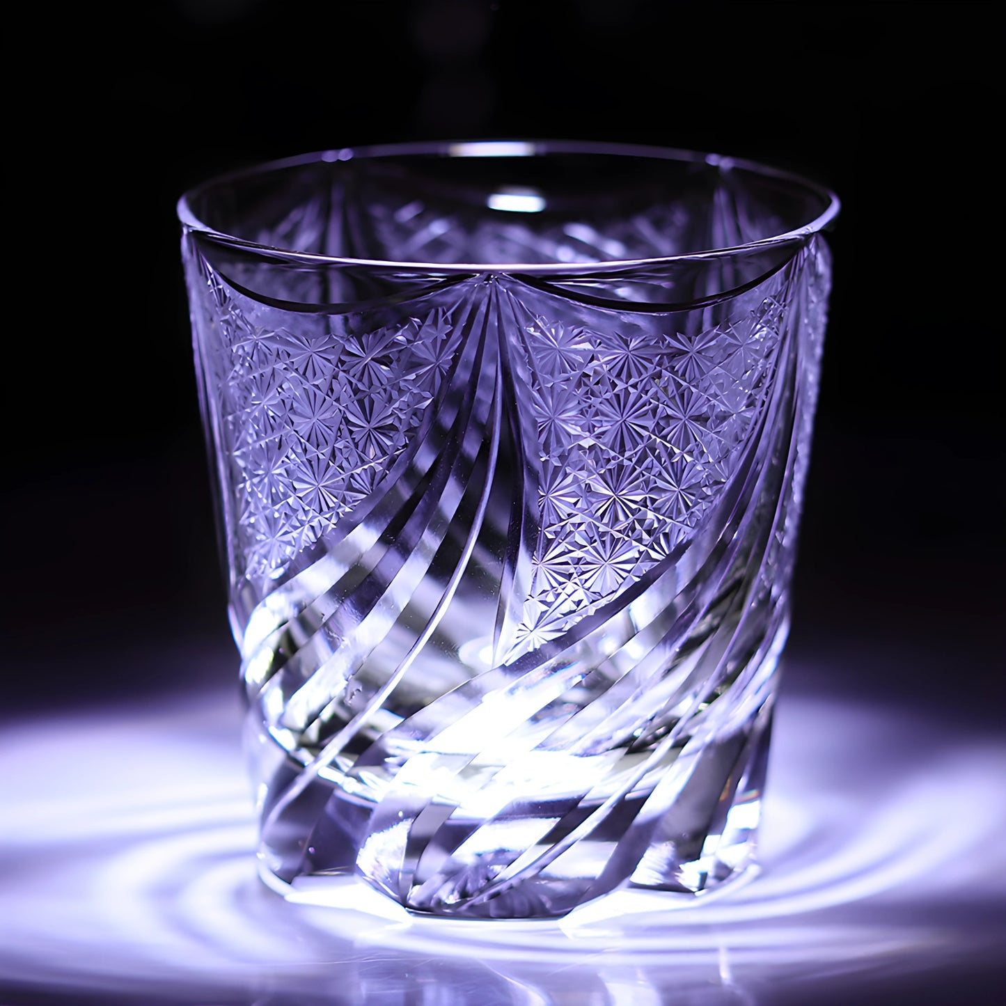 Edo Kiriko Handgeblasenes Gedrehtes Kristall-Glas