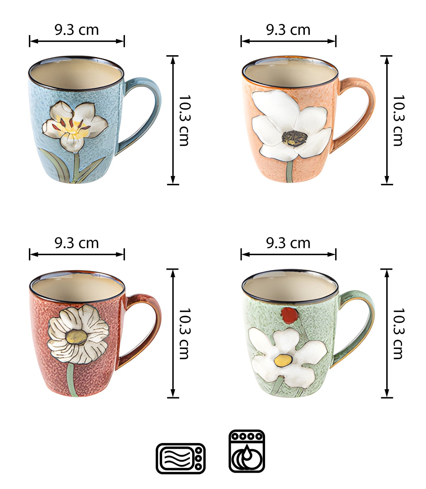 Blumenverzierte Keramiktasse